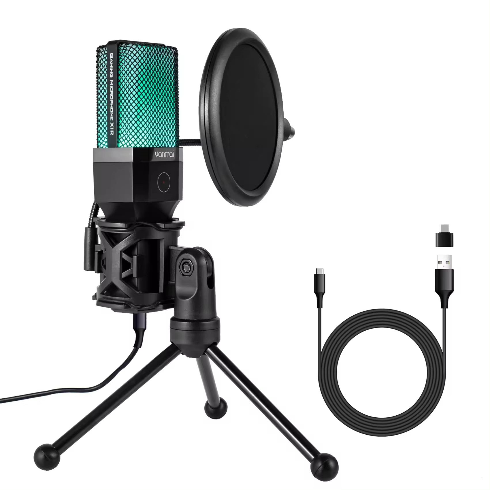 YANMAI X1R RGB Light USB Wired Microphone Recording E-sports Game Desktop Condenser Mic YANMAI X1R RGB Light USB Wired Microphone Recording E-sports Game Desktop Condenser Mic